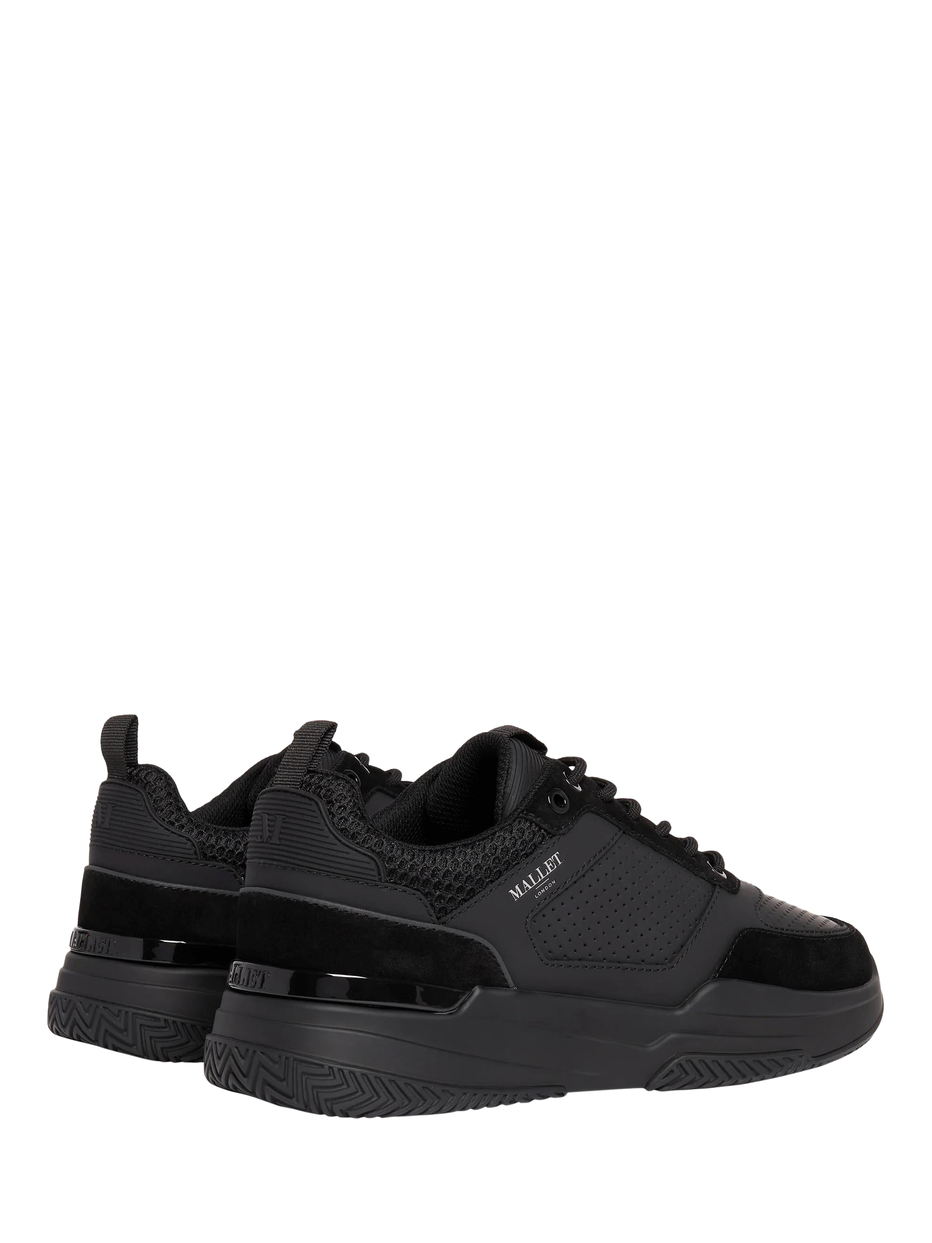 Product image 3 of 5, which shows Mallet Radnor Leather Lace Up Trainers, Triple Black, 12