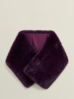 Hobbs Christie Faux Fur Scarf, Malbec Purple