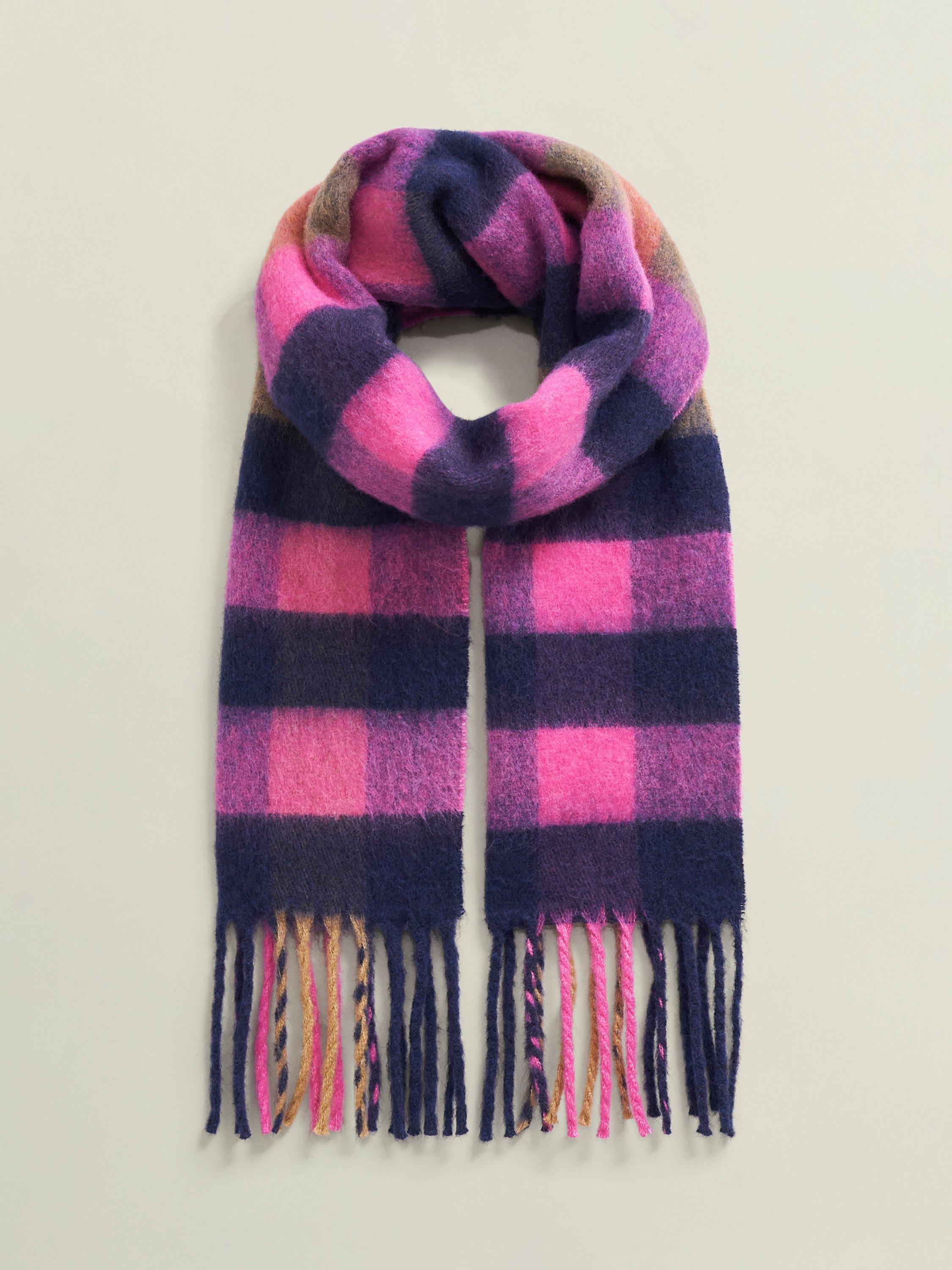 Hobbs Lois Check Scarf, Pink/Navy