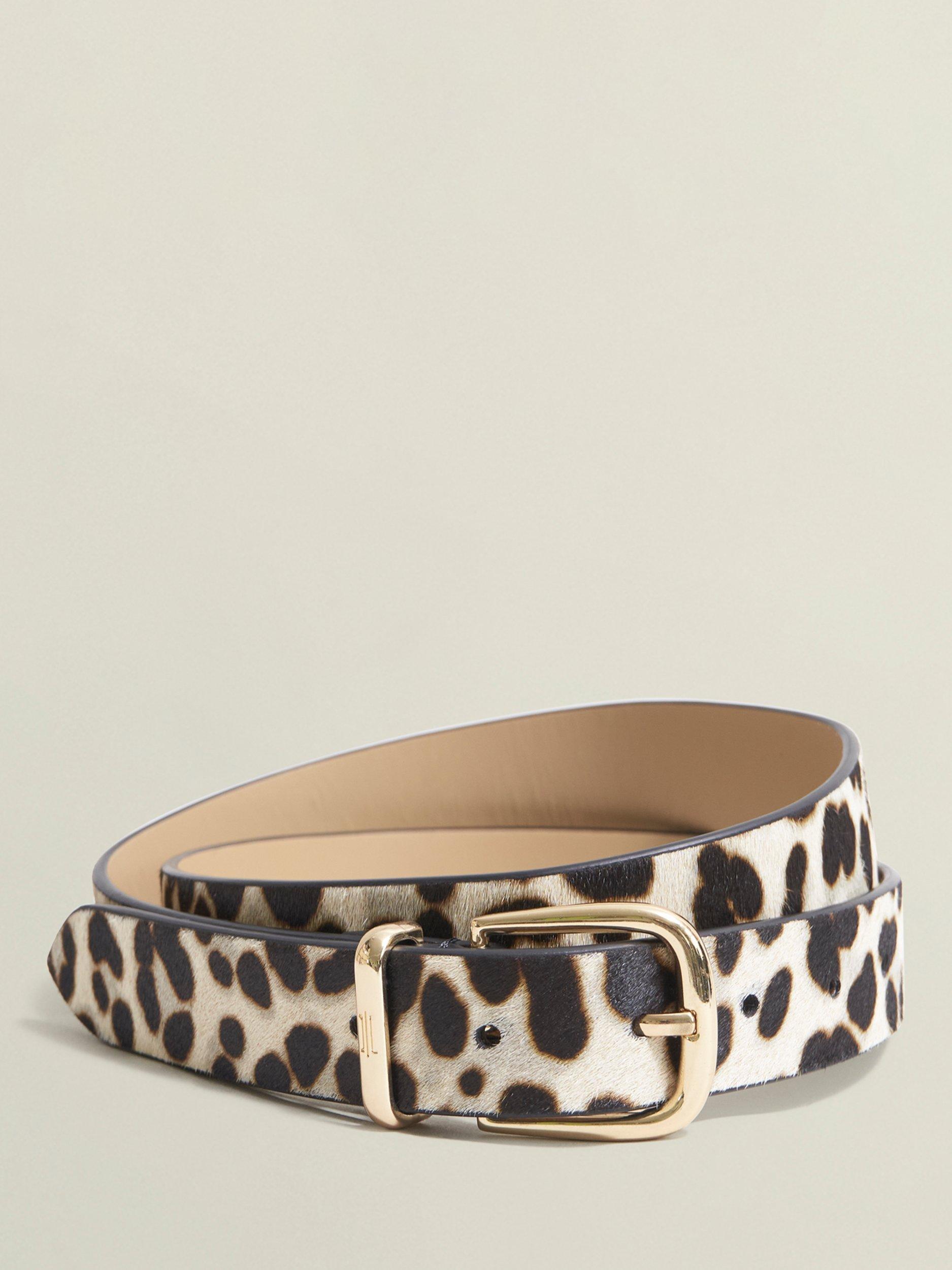 Product image 1 of 5, which shows Hobbs Nima Leopard Print Leather Belt, Multi, L
