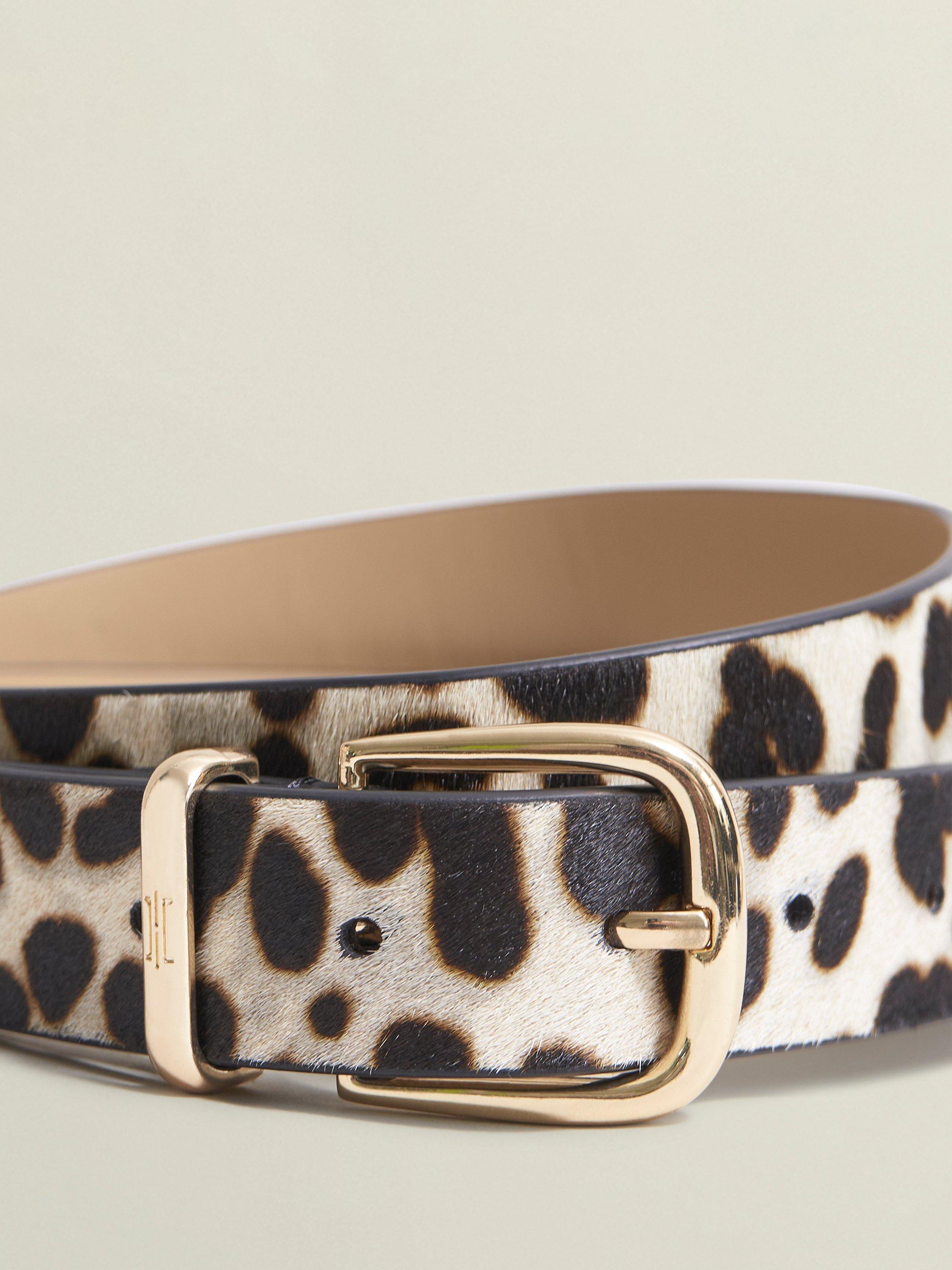 Product image 5 of 5, which shows Hobbs Nima Leopard Print Leather Belt, Multi, L