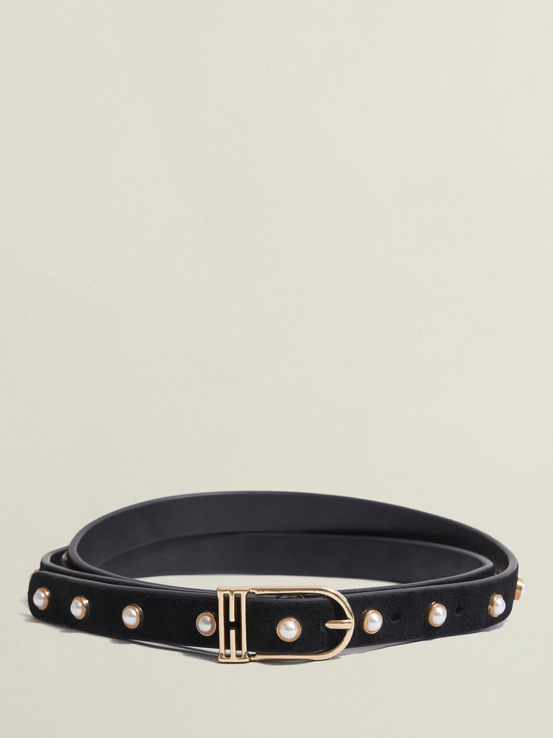 Product image 1 of 5, which shows Hobbs Frederica Pearl Belt, Black, S
