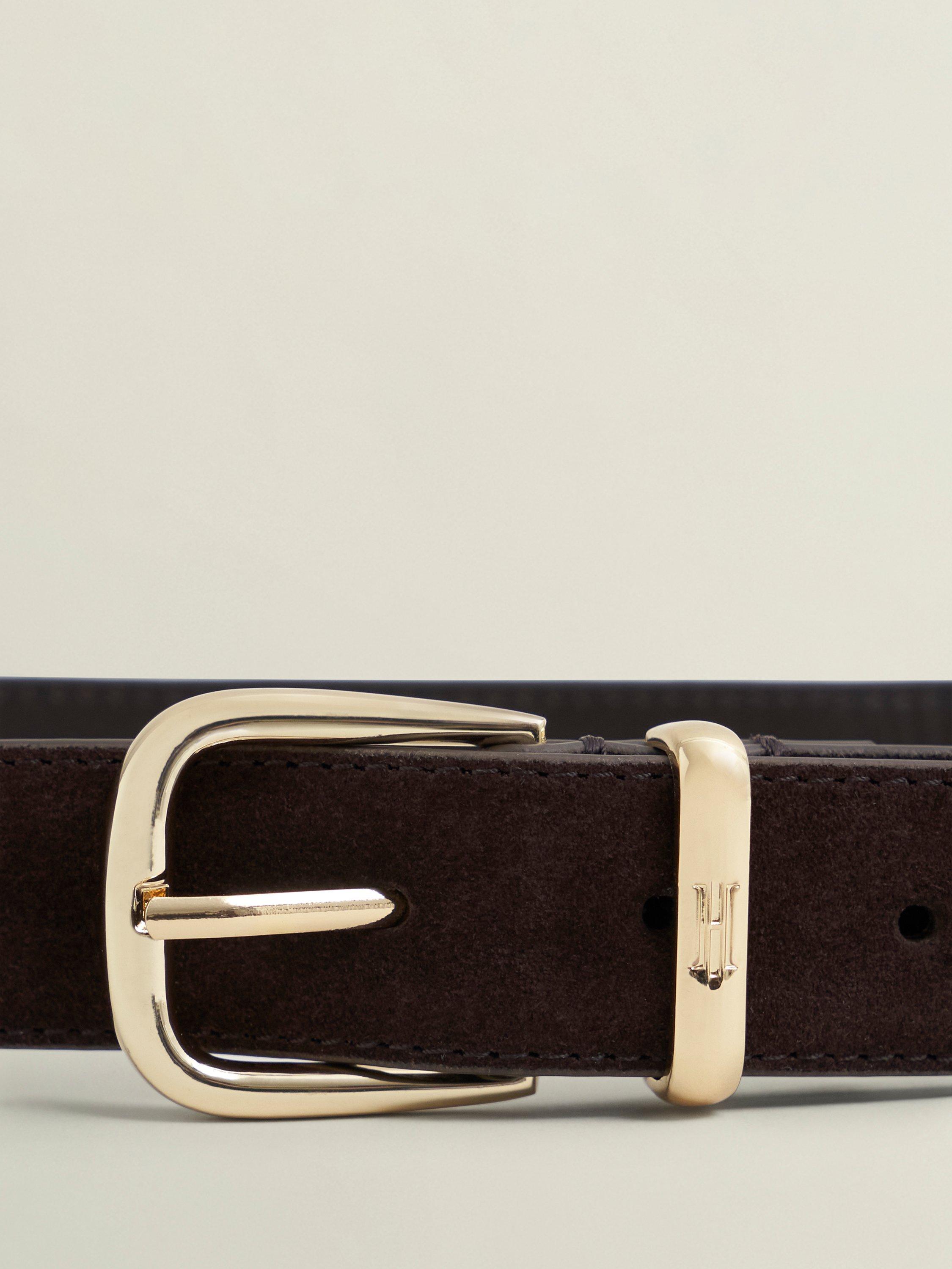 Product image 4 of 4, which shows Hobbs Nima Pure Suede Belt, Chocolate Brown, L