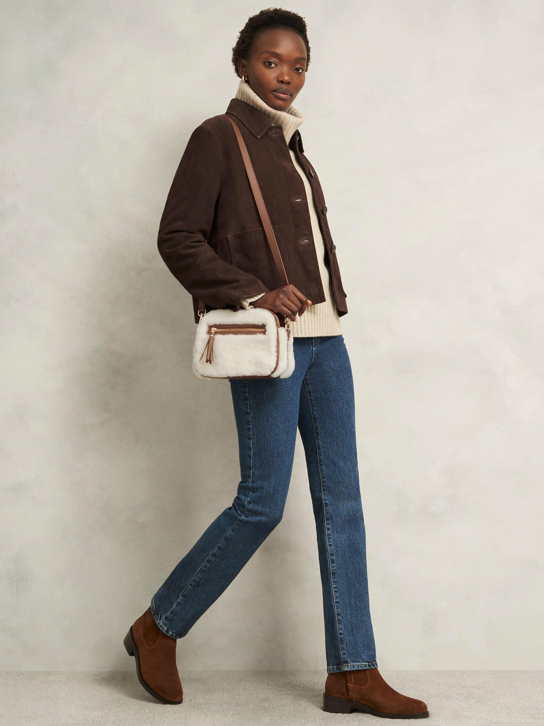 Product image 2 of 4, which shows Hobbs Carlton Shearling Bag, Tan