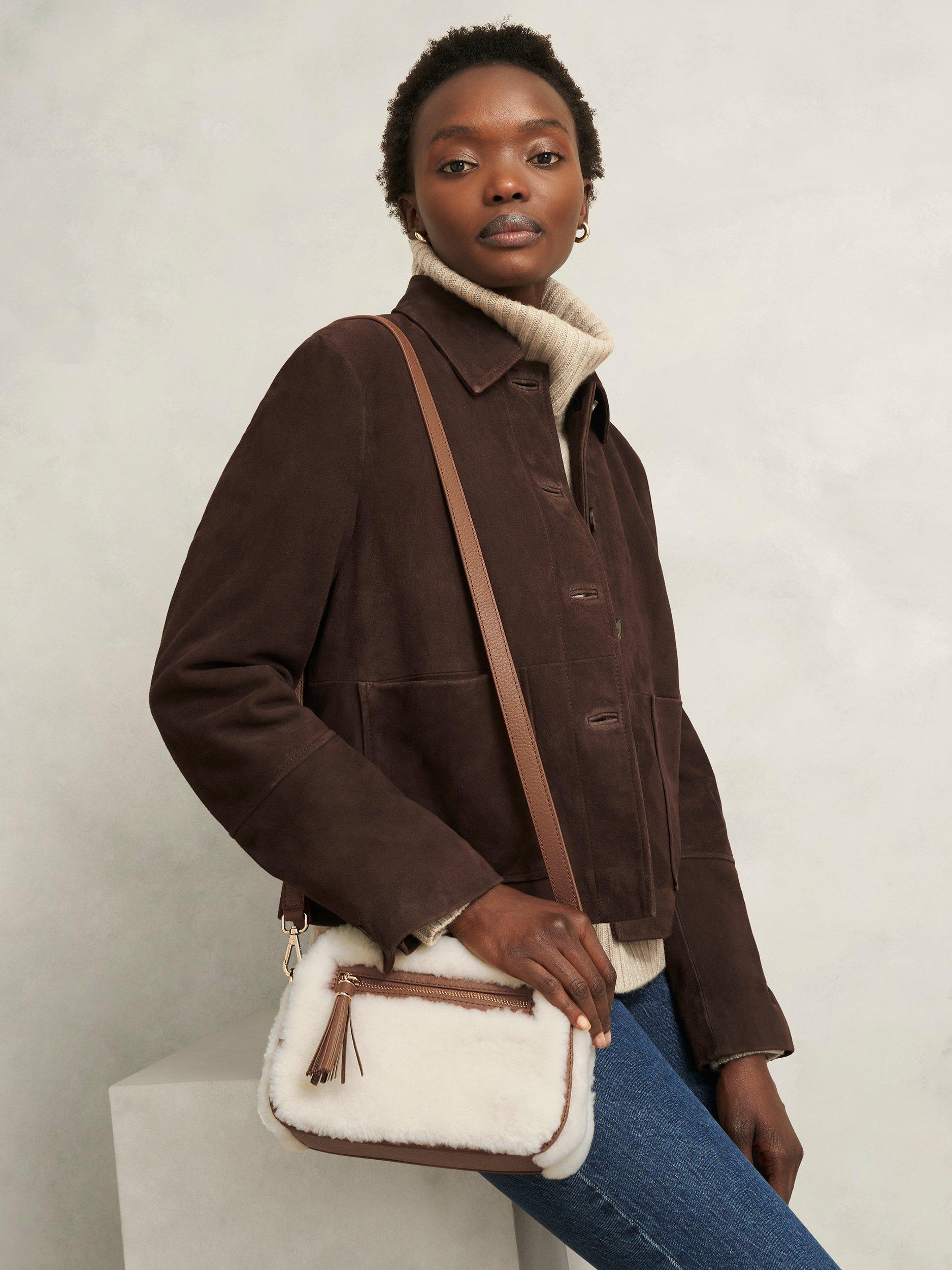 Product image 3 of 4, which shows Hobbs Carlton Shearling Bag, Tan