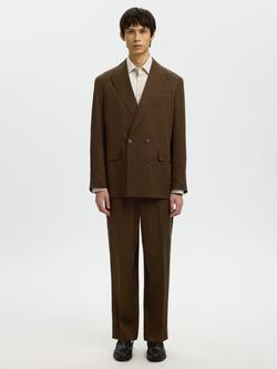 Selected Kim Relaxed Fit Trousers containing TENCEL™ Lyocell, Delicioso, Delicioso Brown