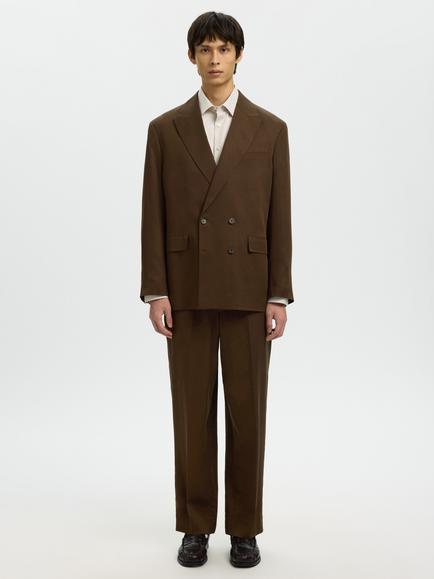 Selected Kim Relaxed Fit Trousers containing TENCEL™ Lyocell, Delicioso, Delicioso Brown