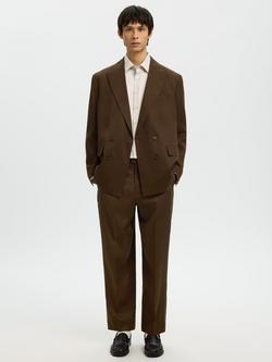 Selected Kim Relaxed Fit Trousers containing TENCEL™ Lyocell, Delicioso - view 2, Delicioso Brown