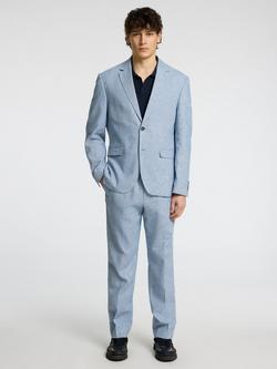 Selected Malik Single Breasted Linen-Cotton Blend Blazer, Light Blue, Light Blue