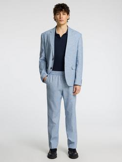 Selected Malik Tailored Fit Linen Suit Trousers, Light Blue - view 2, Light Blue