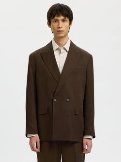 Selected Tailored Double Breasted Blazer, Delicioso Brown, Delicioso Brown
