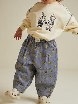 Claude & Co Kids' Rex Cotton Moon Wide Leg Trousers, Navy