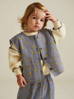 Claude & Co Kids' Rumi Cotton Stripe Moon Gilet, Navy