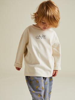 Claude & Co Kids' Cotton Nova Oat Long Sleeve Crew Neck T-Shirt, Ecru