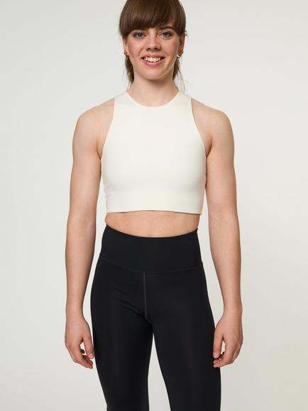 Girlfriend Collective Dylan Cropped Sports Bra, White