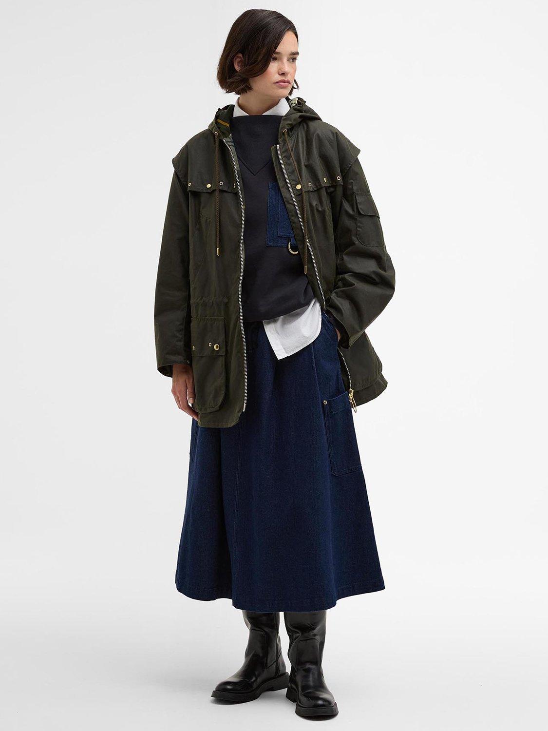 Product image 5 of 11, which shows Barbour Aberford Waxed Jacket, Olive/Ancient Tartn, 8