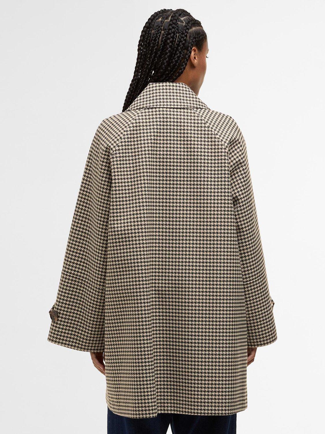 Product image 2 of 7, which shows Barbour Kennedy Houndstooth Check Showerproof Car Coat, Sage Houndsth/Mist, 8