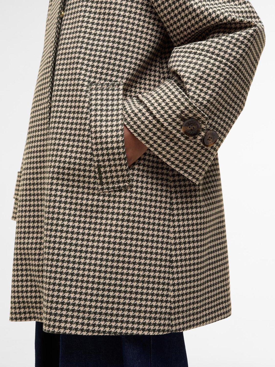 Product image 4 of 7, which shows Barbour Kennedy Houndstooth Check Showerproof Car Coat, Sage Houndsth/Mist, 8