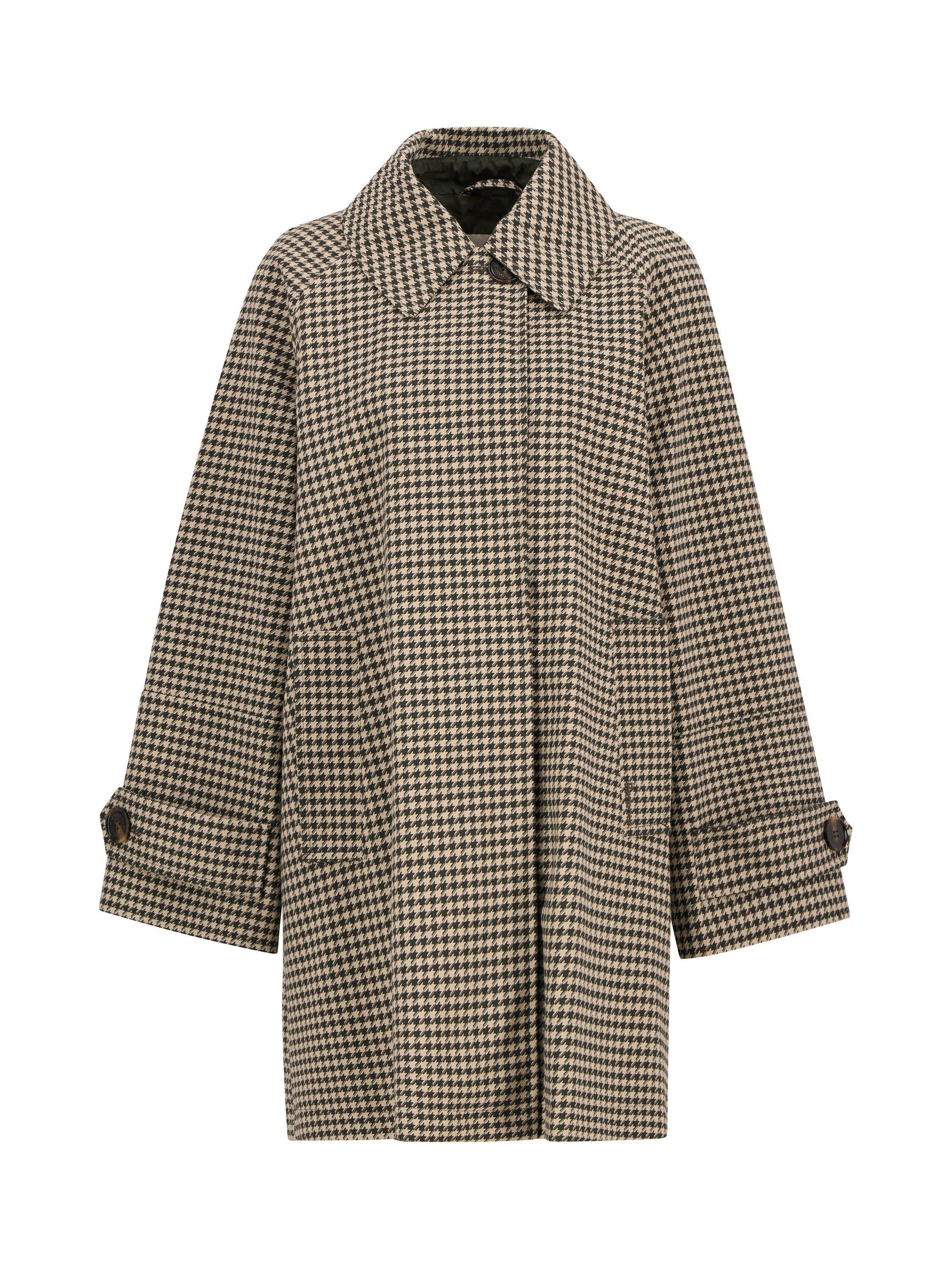 Product image 7 of 7, which shows Barbour Kennedy Houndstooth Check Showerproof Car Coat, Sage Houndsth/Mist, 8