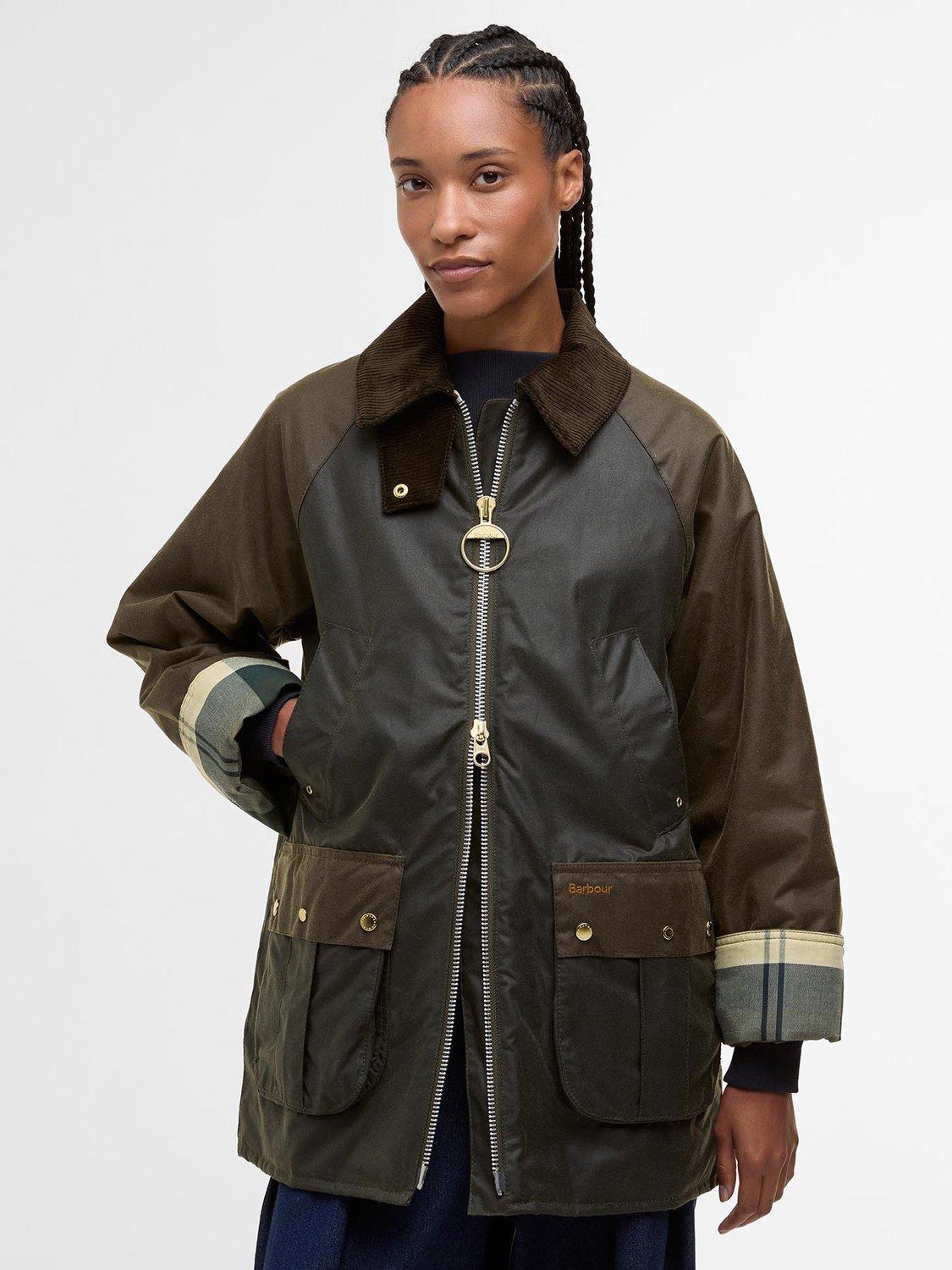 Product image 1 of 7, which shows Barbour Kettlewell Waxed Jacket, Olive/Beech/Tartan, 8