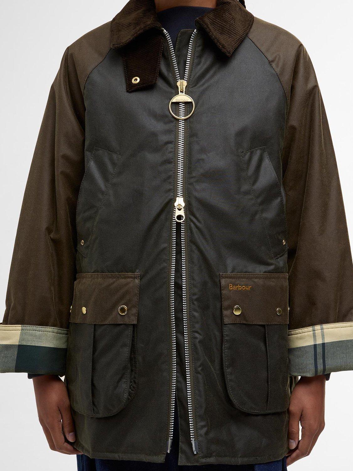Product image 4 of 7, which shows Barbour Kettlewell Waxed Jacket, Olive/Beech/Tartan, 8