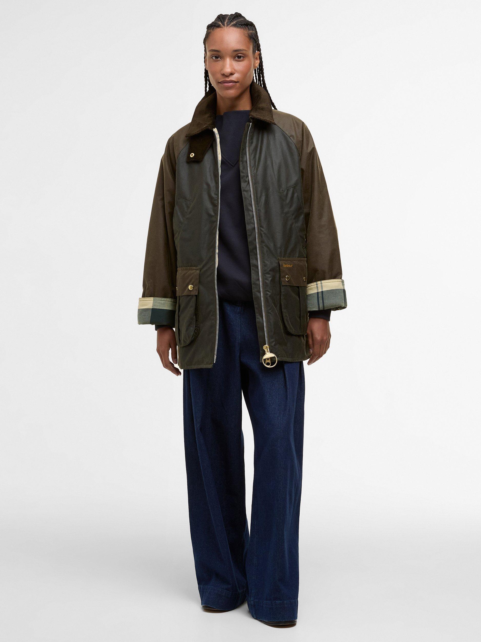 Product image 6 of 7, which shows Barbour Kettlewell Waxed Jacket, Olive/Beech/Tartan, 8