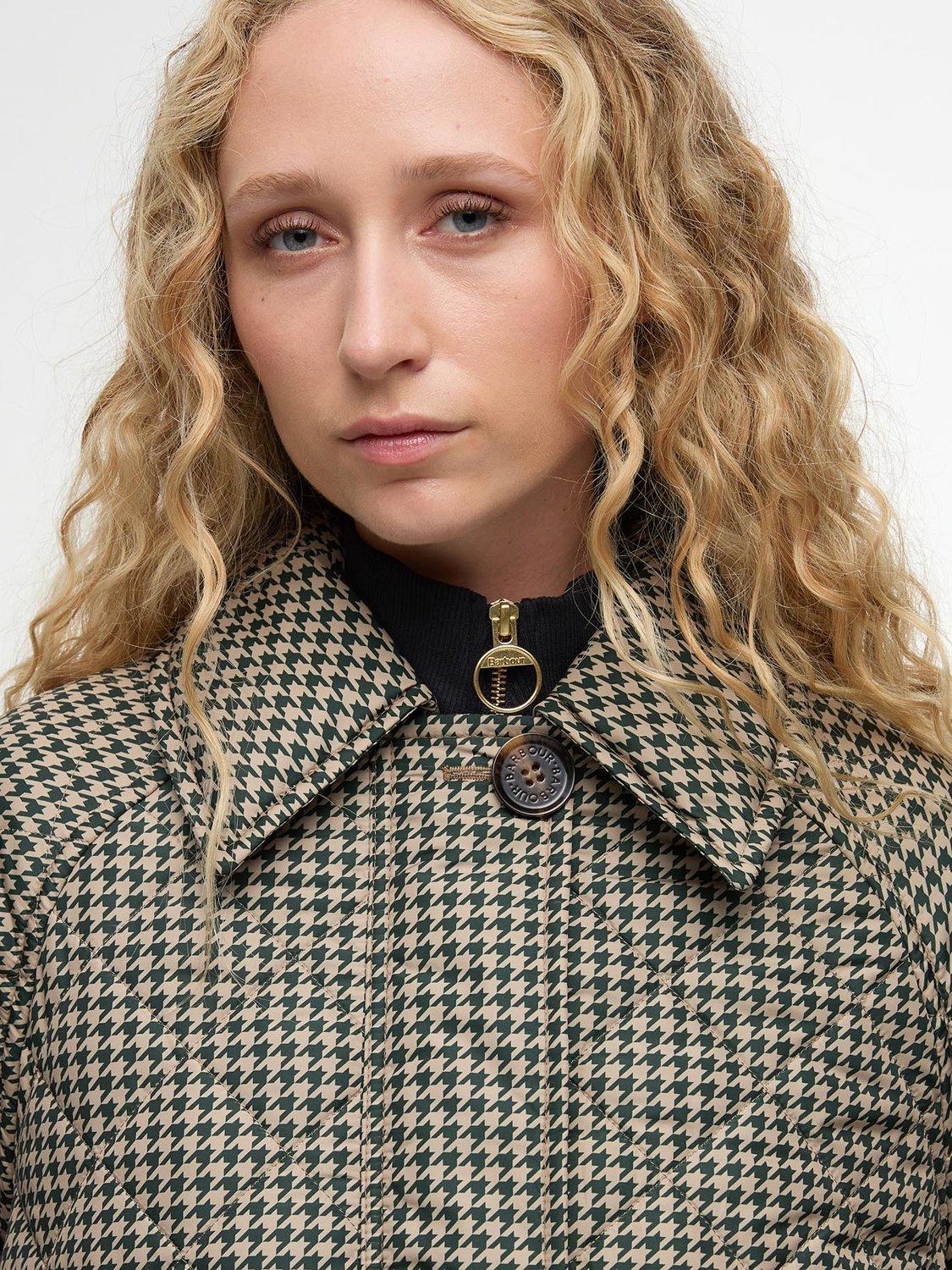 Product image 3 of 7, which shows Barbour Laoise Check Quilted Jacket, Sage/Sand, 8