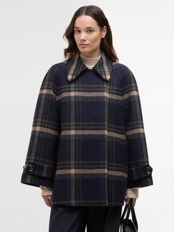 Barbour Tara Windowpane Check Coat, Navy/Multi, Navy/Multi