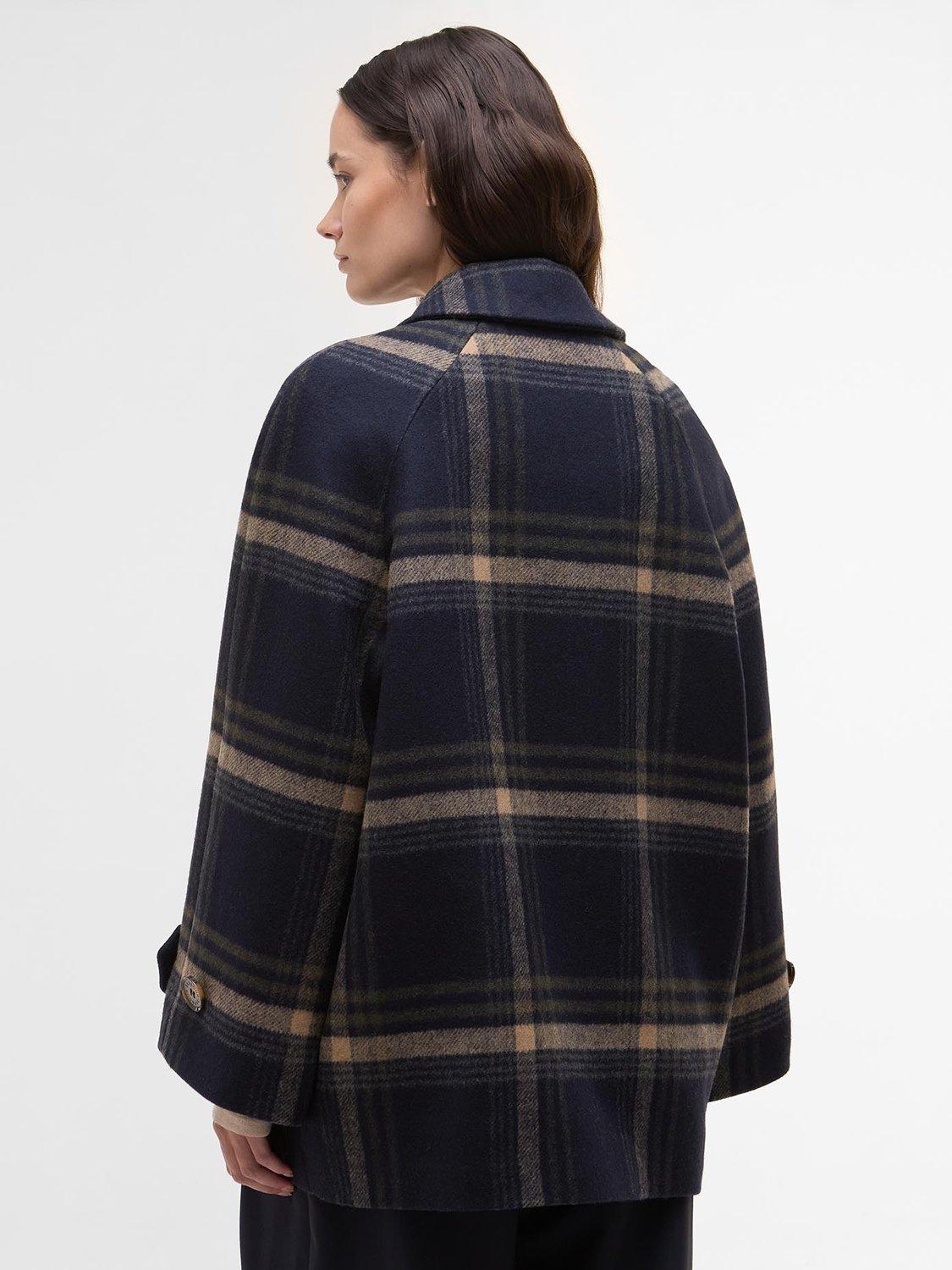 Product image 2 of 7, which shows Barbour Tara Windowpane Check Coat, Navy/Multi, 8