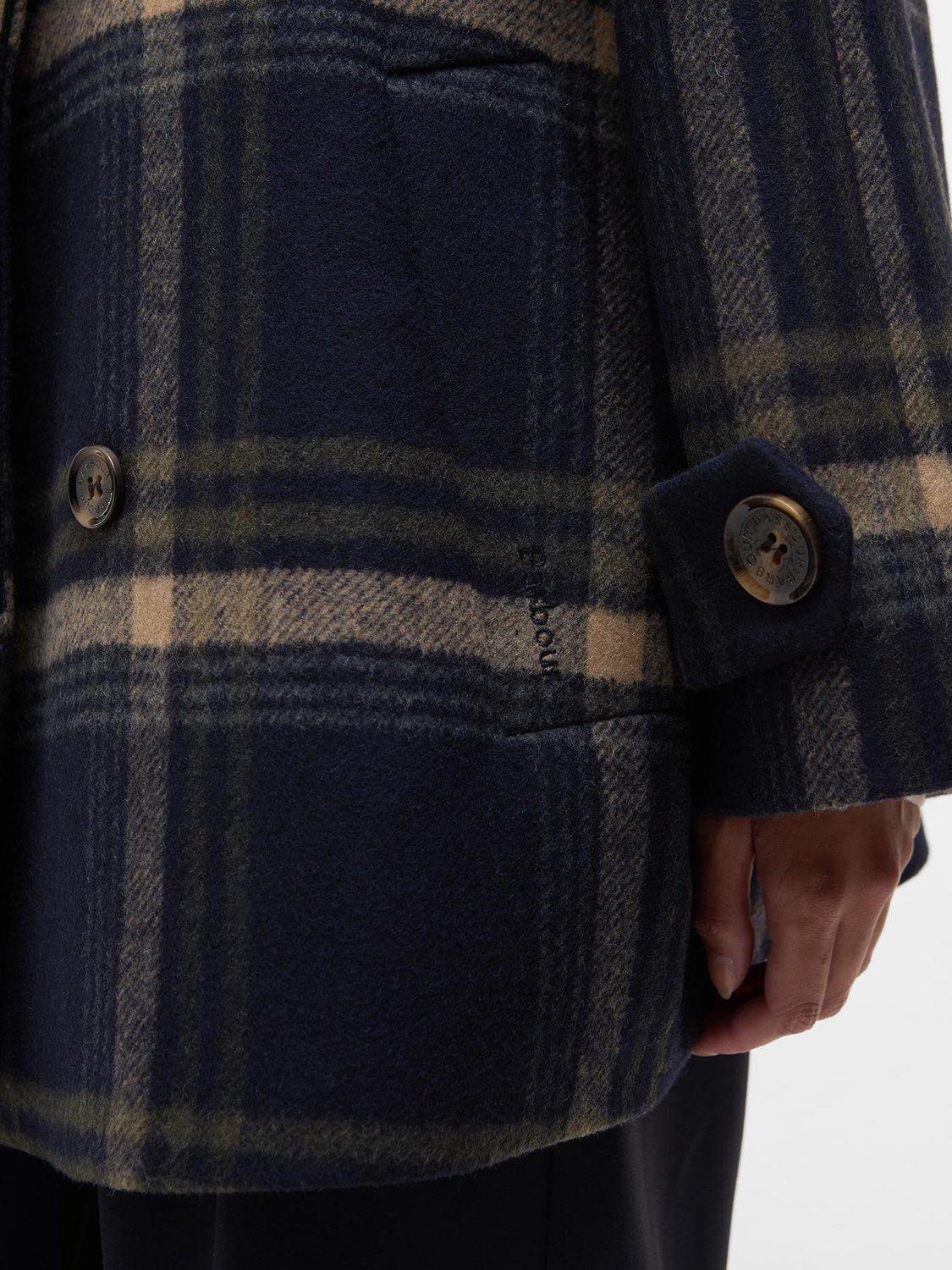 Product image 4 of 7, which shows Barbour Tara Windowpane Check Coat, Navy/Multi, 8