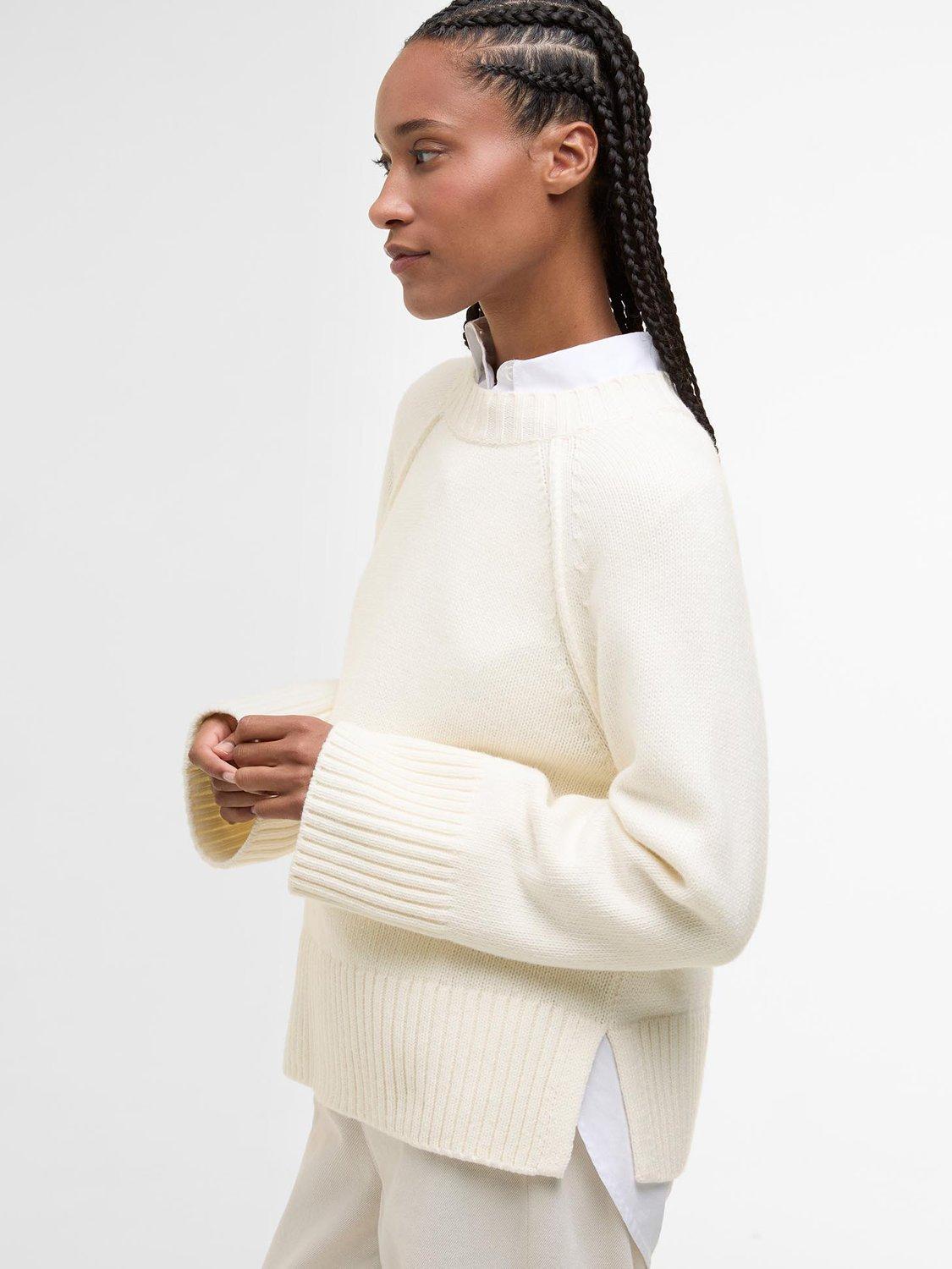 Product image 3 of 6, which shows Barbour Ashdon Knit Jumper, Ecru, 8