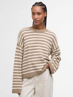 Barbour Rosie Stripe Jumper, Fawn/Ecru, Fawn/Ecru