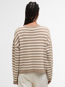 Barbour Rosie Stripe Jumper, Fawn/Ecru - view 2, Fawn/Ecru