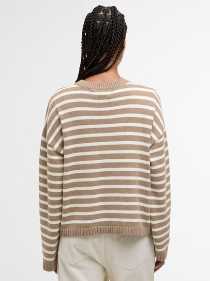 Barbour Rosie Stripe Jumper, Fawn/Ecru - view 2, Fawn/Ecru
