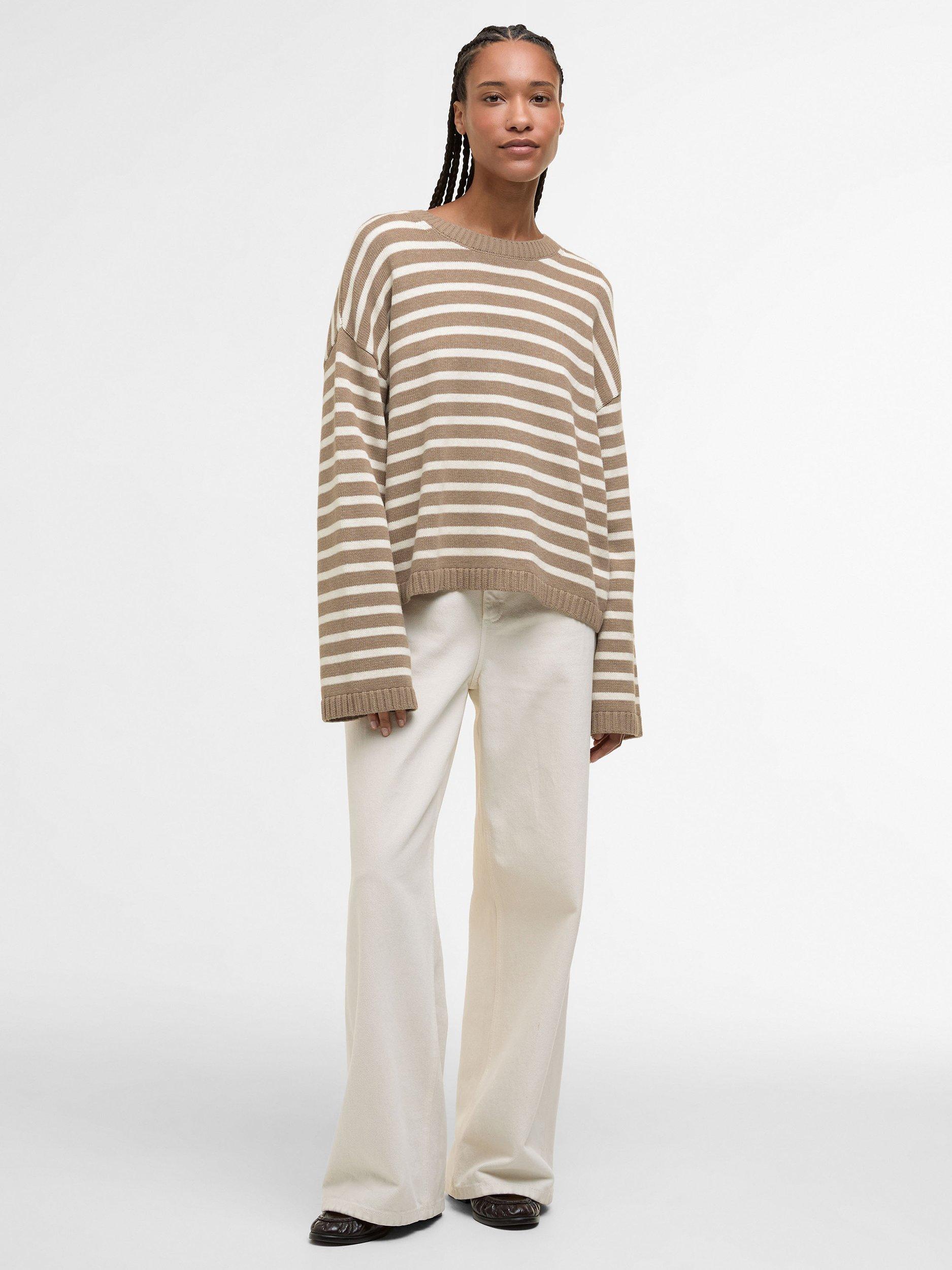 Product image 5 of 6, which shows Barbour Rosie Stripe Jumper, Fawn/Ecru, 8