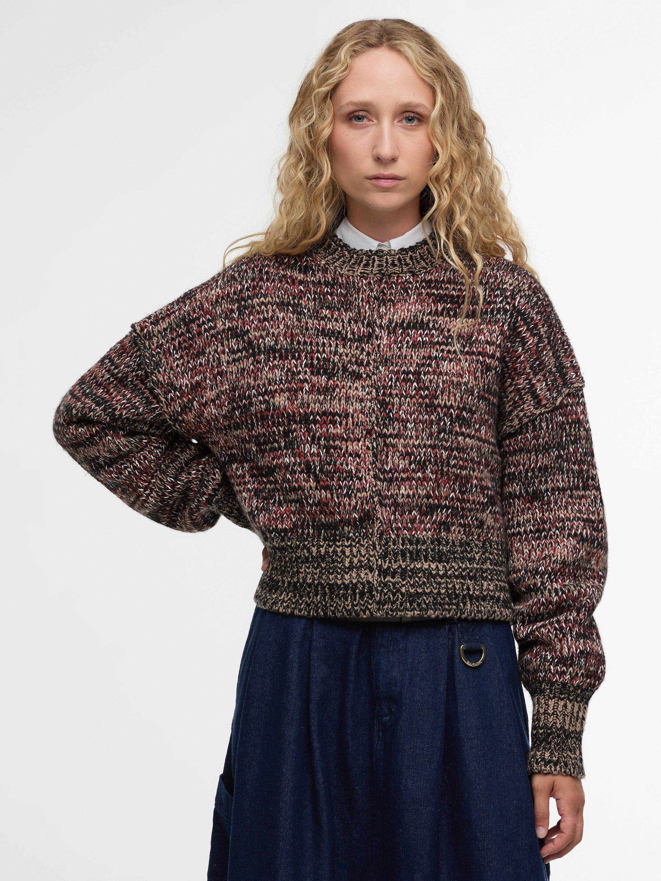 Product image 1 of 6, which shows Barbour Saima Knitted Wool Rich Jumper, Multi, 8