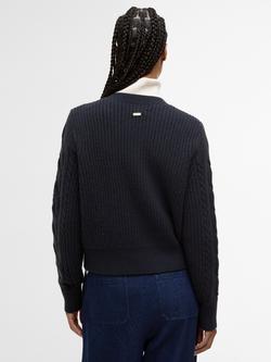 Barbour Elina Wool Blend Knit Cardigan, Dark Navy - view 2, Dark Navy