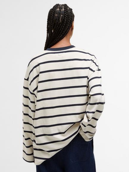 Barbour Icons Maeve Stripe Jersey Top - view 2, Ecru/Navy