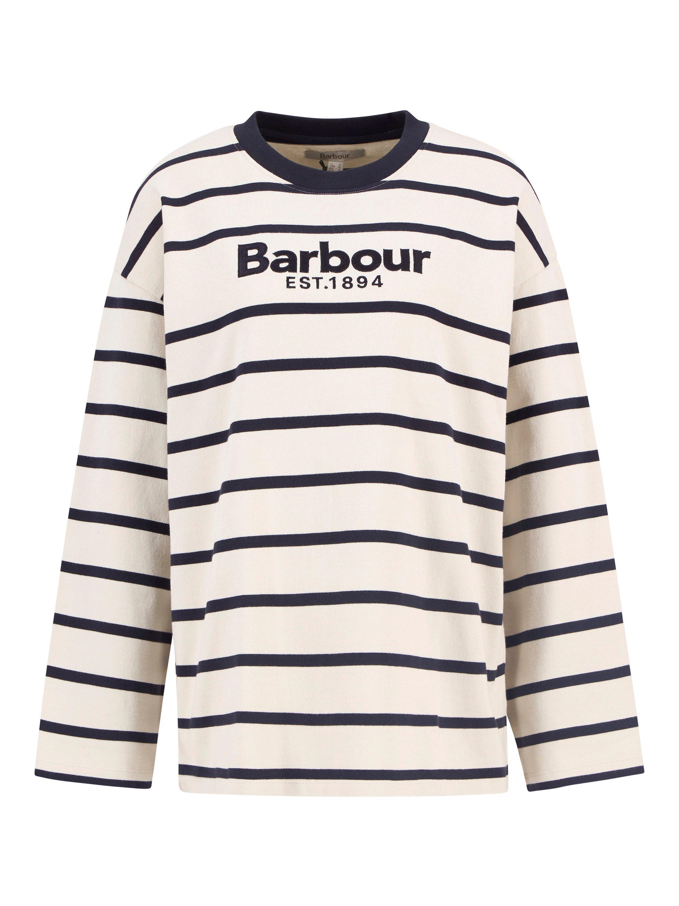 Product image 6 of 6, which shows Barbour Maeve Stripe Jersey Top, Ecru/Navy, 8