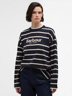 Barbour Maeve Stripe Jersey Top, Navy/Ecru