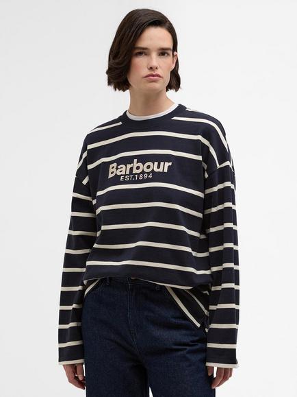 Barbour Icons Maeve Stripe Jersey Top, Navy/Ecru