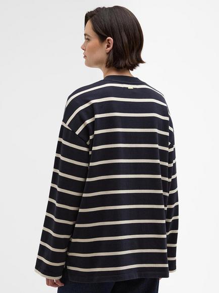 Barbour Icons Maeve Stripe Jersey Top - view 2, Navy/Ecru