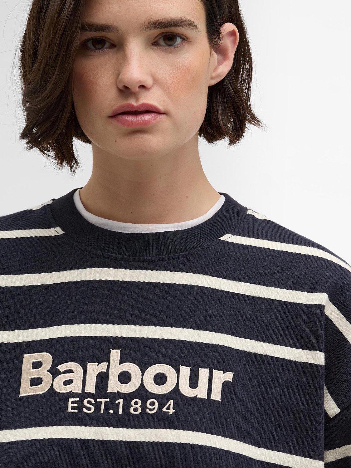 Product image 3 of 6, which shows Barbour Maeve Stripe Jersey Top, Navy/Ecru, 8