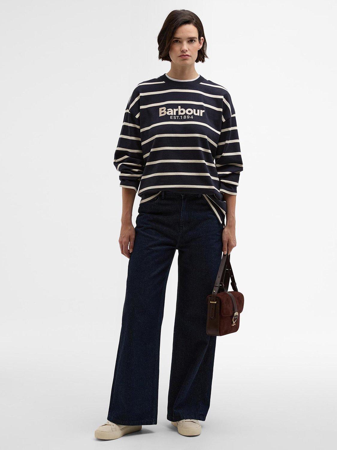 Product image 5 of 6, which shows Barbour Maeve Stripe Jersey Top, Navy/Ecru, 8