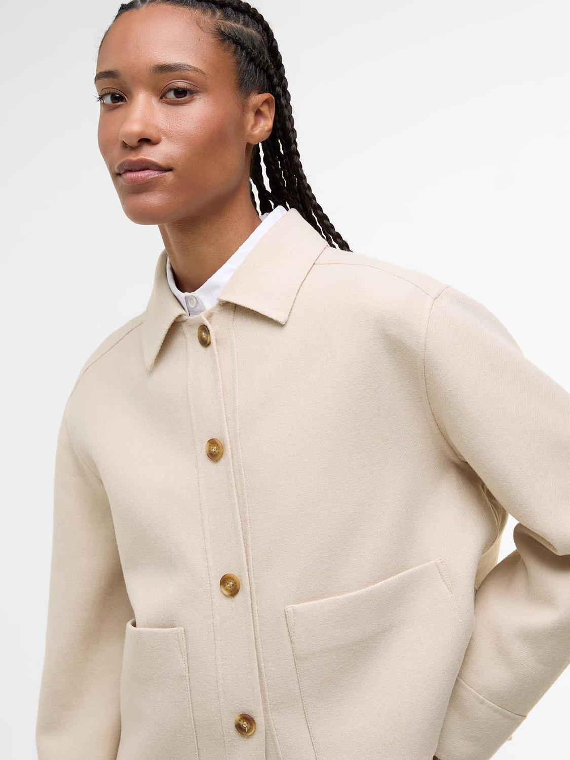 Product image 3 of 6, which shows Barbour Ashdon Wool Blend Overshirt, Oat, 8