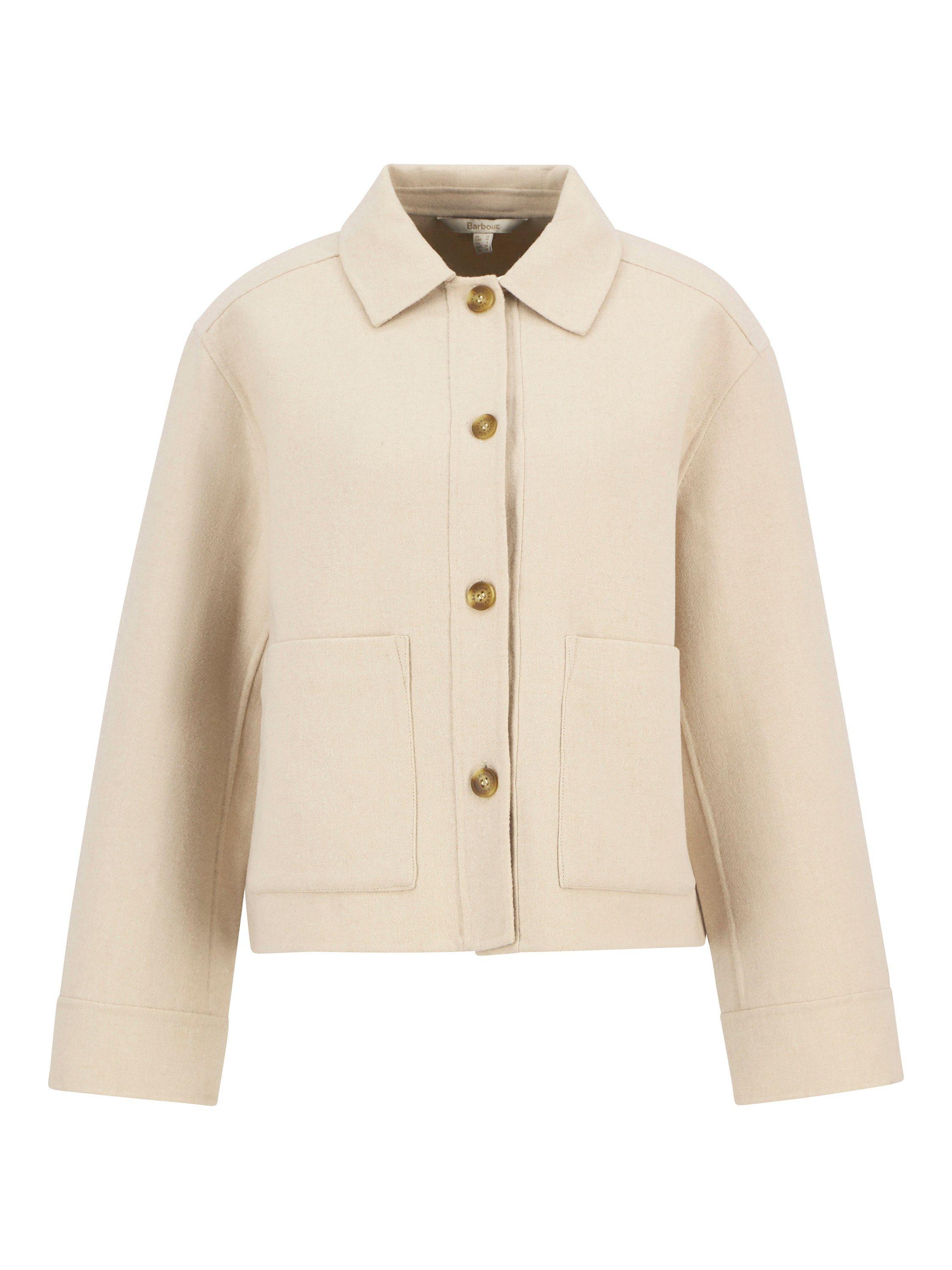 Product image 6 of 6, which shows Barbour Ashdon Wool Blend Overshirt, Oat, 8