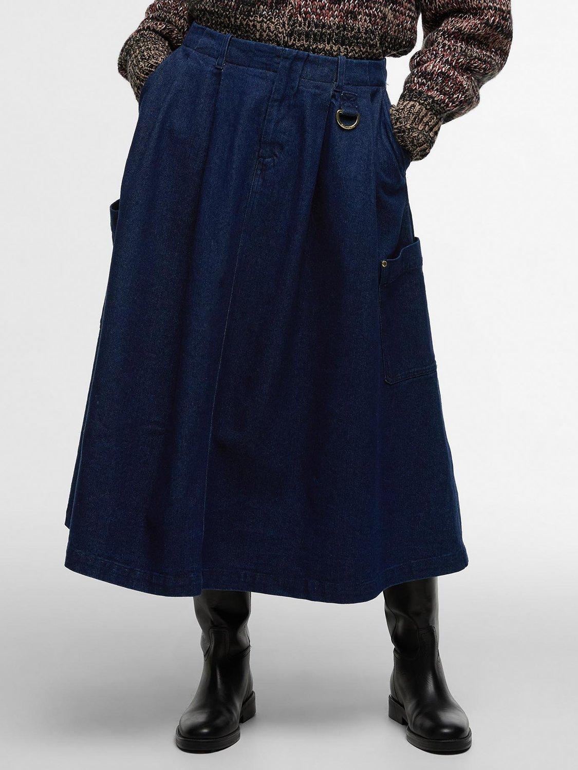 Product image 4 of 5, which shows Barbour Saima Denim Midi Skirt, Rinse Wash, 8