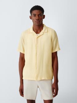 Kin Textured Stripe Short Sleeve Shirt, Yellow, Yellow
