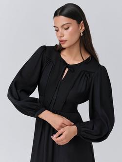 Ghost Layla Crepe Satin Midi Dress - view 2, Black