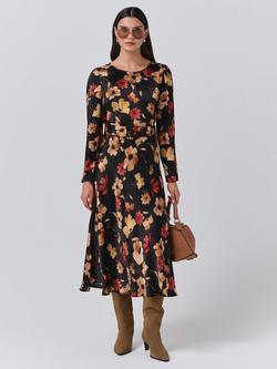 Ghost Sophia Floral Bias Cut Dress, Black, Black